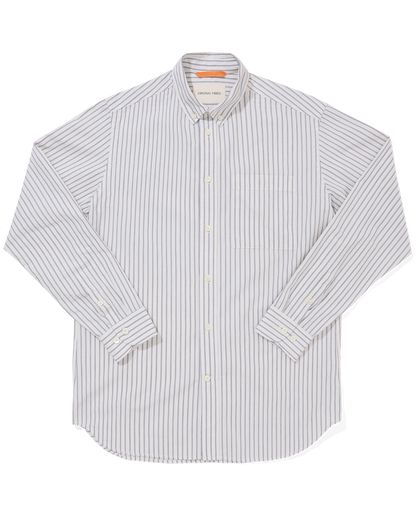 Organic Cotton Button Down Shirt Cloud Double Stripe