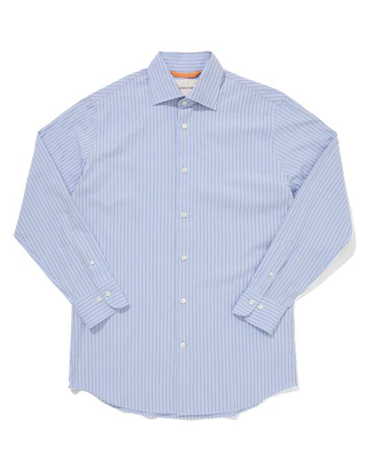 Organic Cotton Formal Shirt Blue Bar Stripe