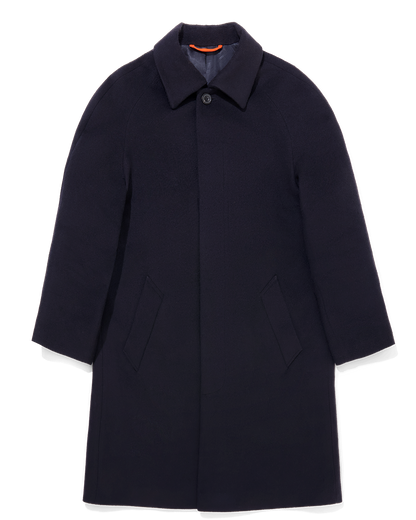 Navy Full Length Raglan Overcoat