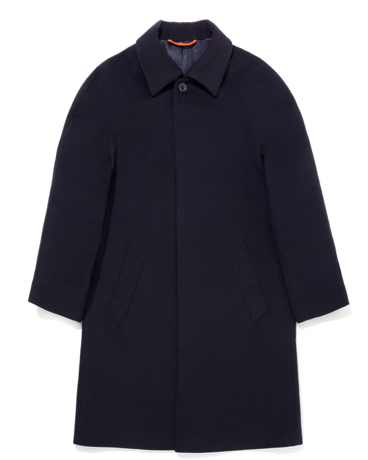 Navy Full Length Raglan Overcoat