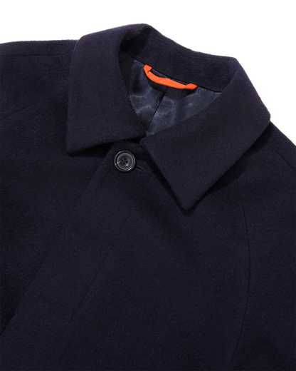 Navy Full Length Raglan Overcoat
