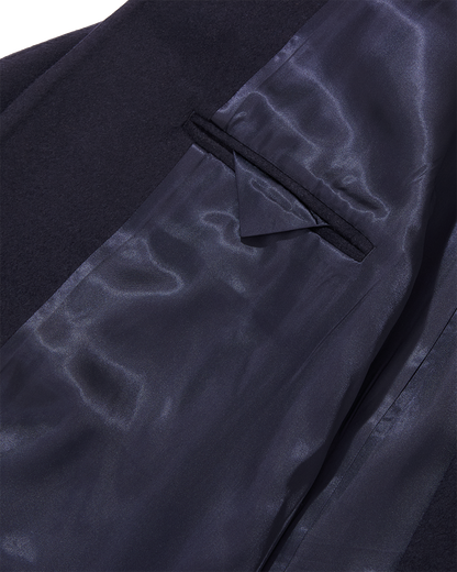 Navy Full Length Raglan Overcoat