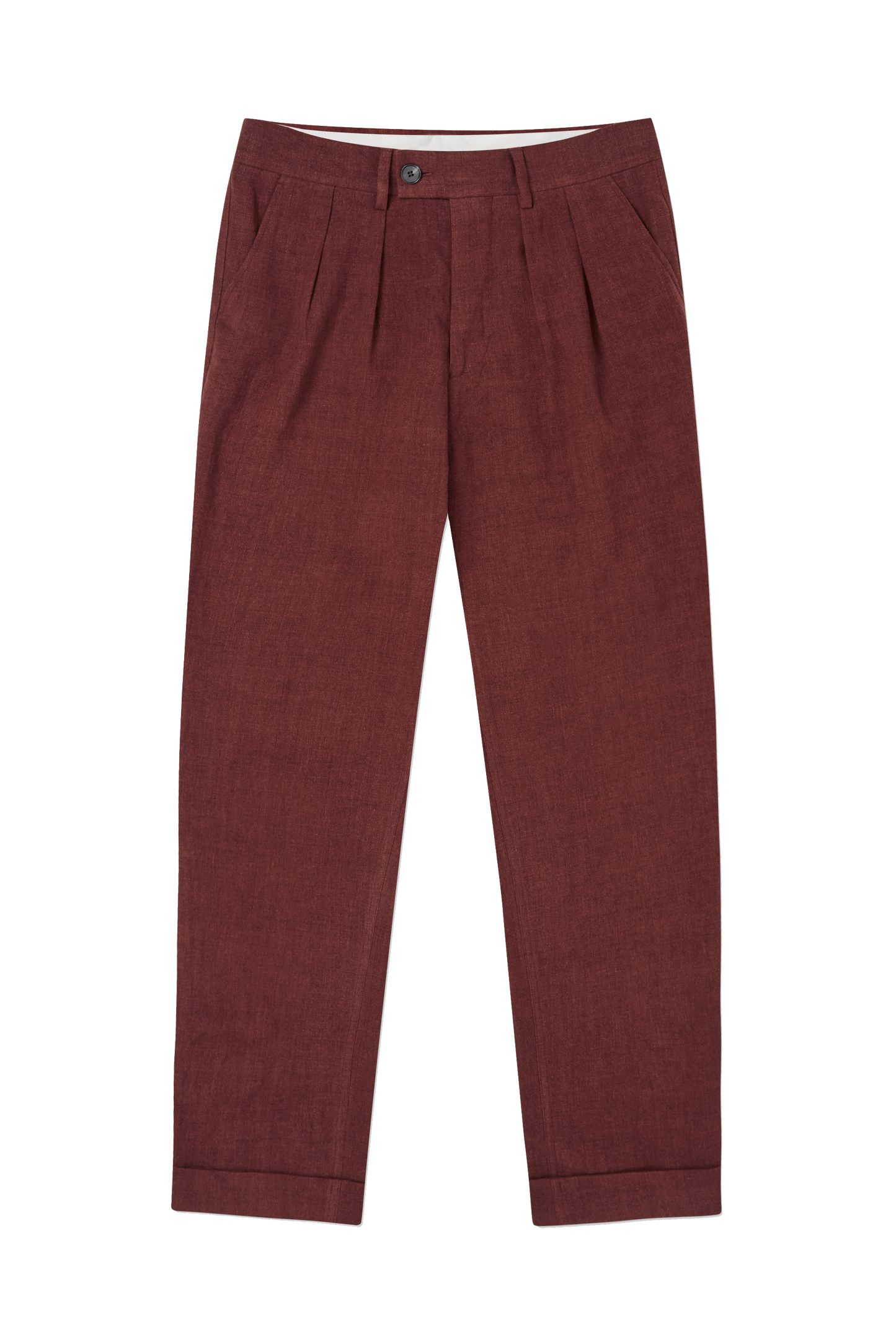 Linen Wool Double Pleated Trousers Oxide Red
