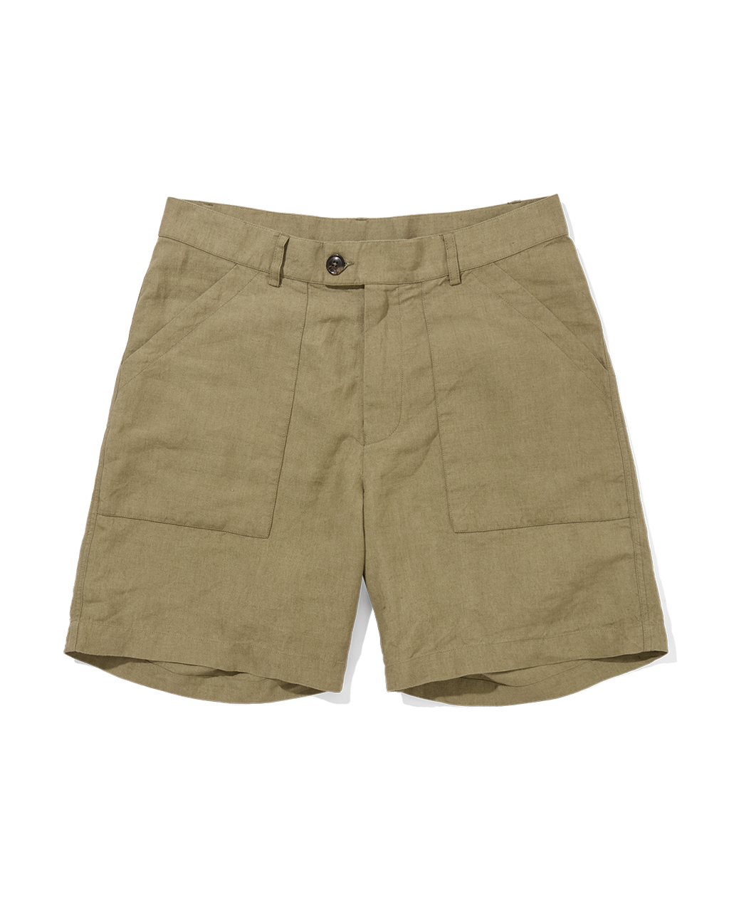 Linen Patch Pocket Shorts Khaki