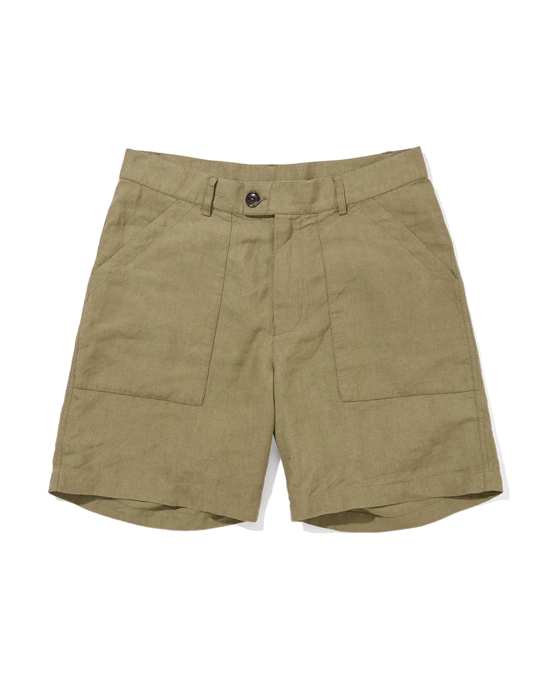 Linen Patch Pocket Shorts Khaki