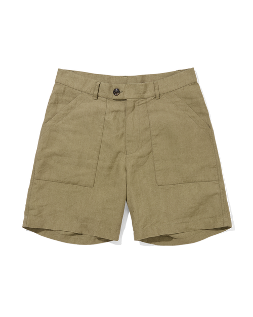 Linen Patch Pocket Shorts Khaki