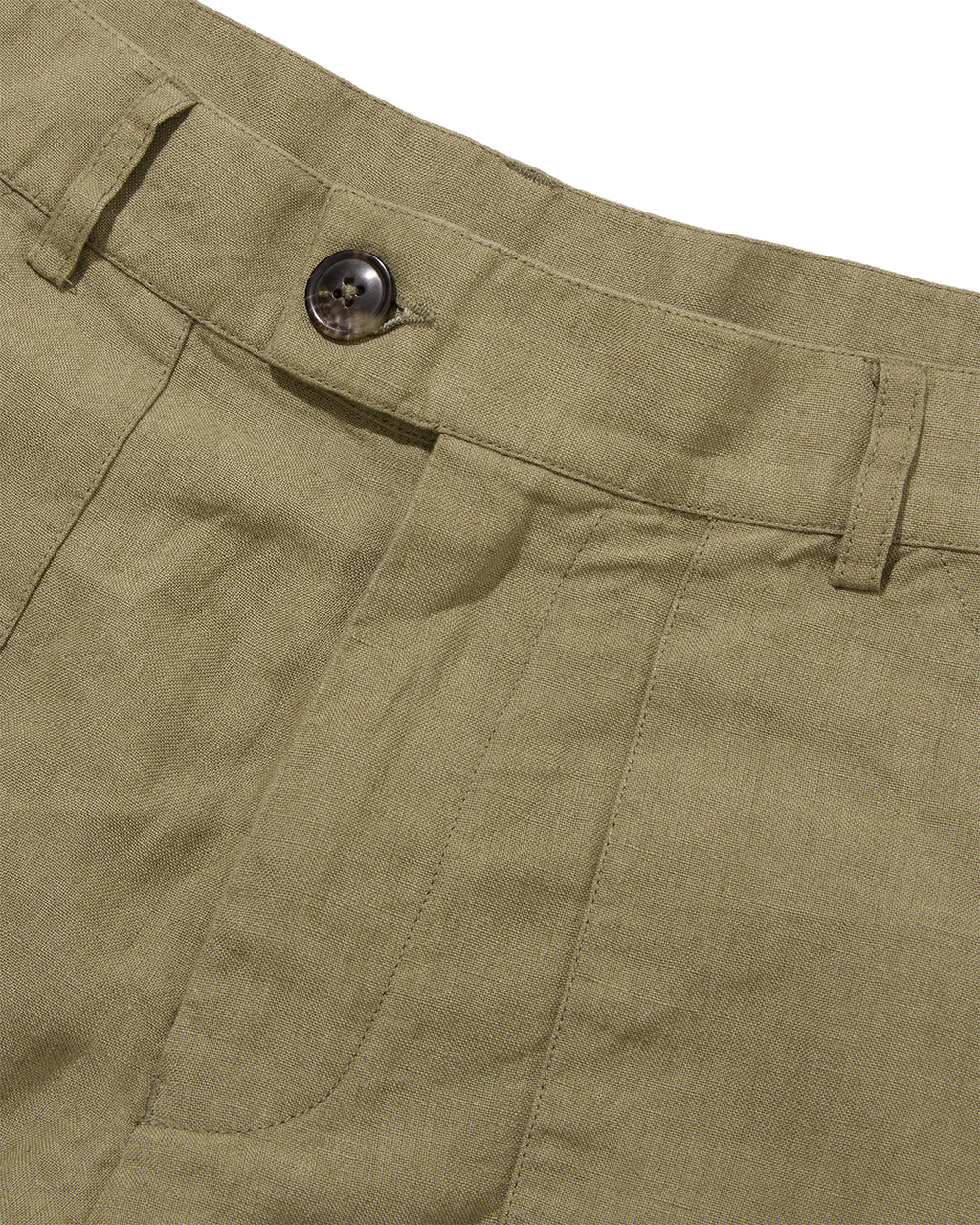 Linen Patch Pocket Shorts Khaki