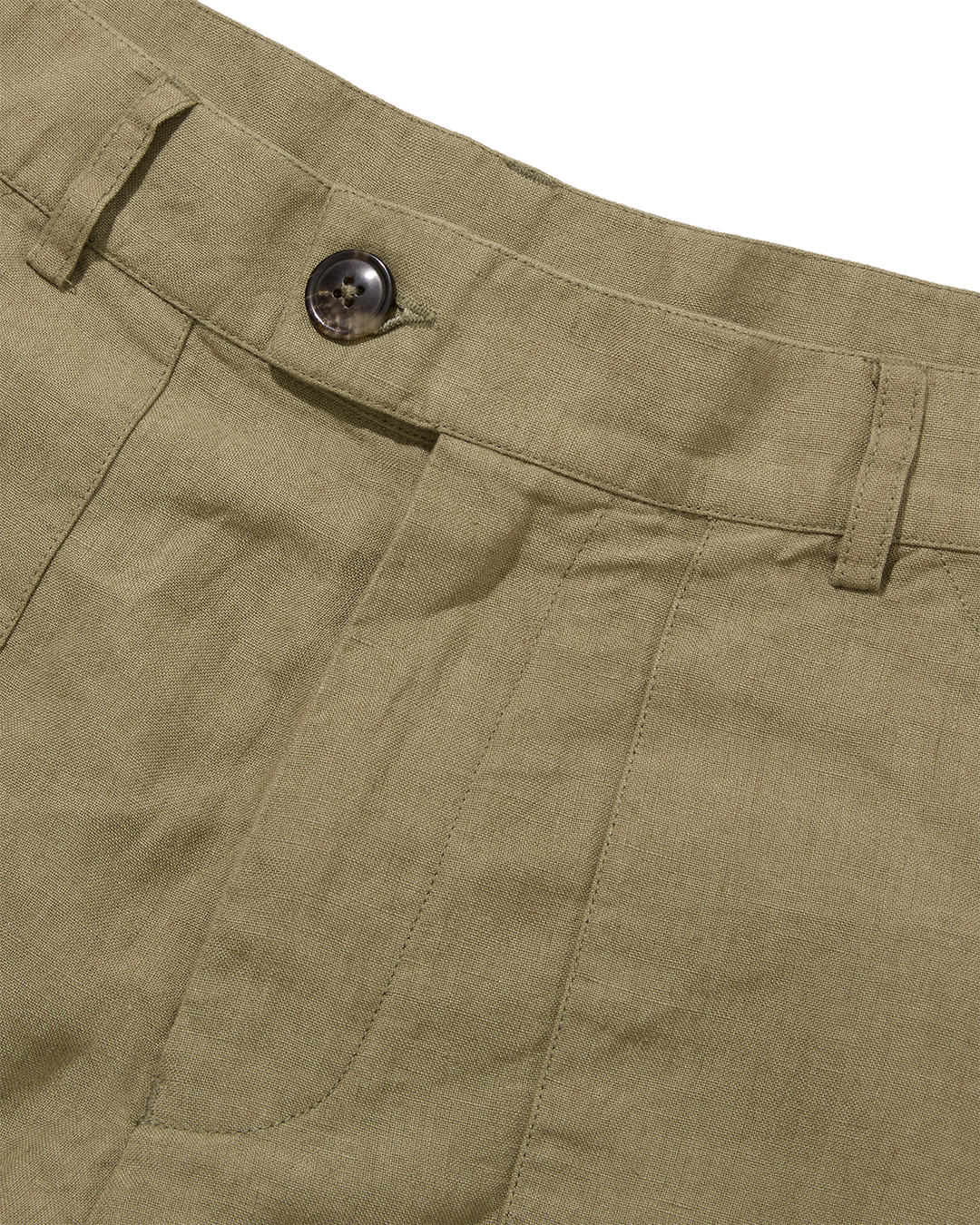Linen Patch Pocket Shorts Khaki