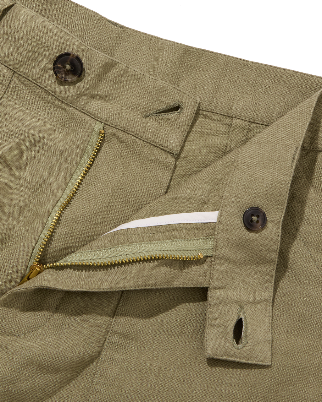 Linen Patch Pocket Shorts Khaki