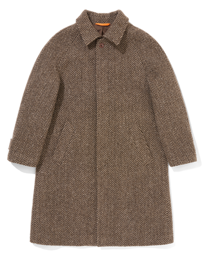 Herringbone Full Length Raglan Overcoat