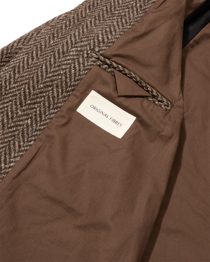 Herringbone Full Length Raglan Overcoat