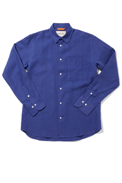 Midweight Linen Signature Shirt Klein Blue