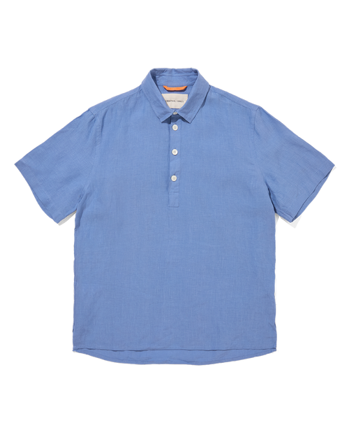 Linen Short Sleeve Smock Holiday Blue