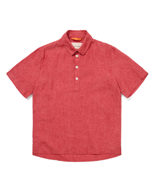 Linen Short Sleeve Smock Crimson Delave