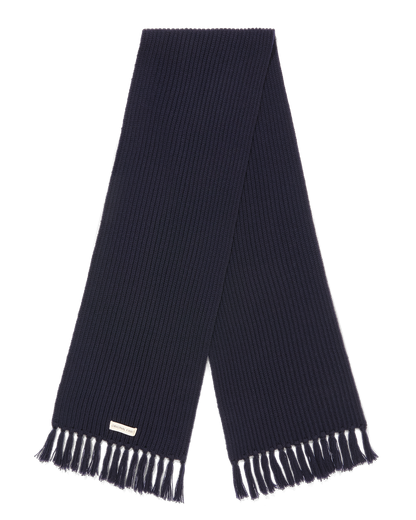 Ribbed Wool Scarf Navy