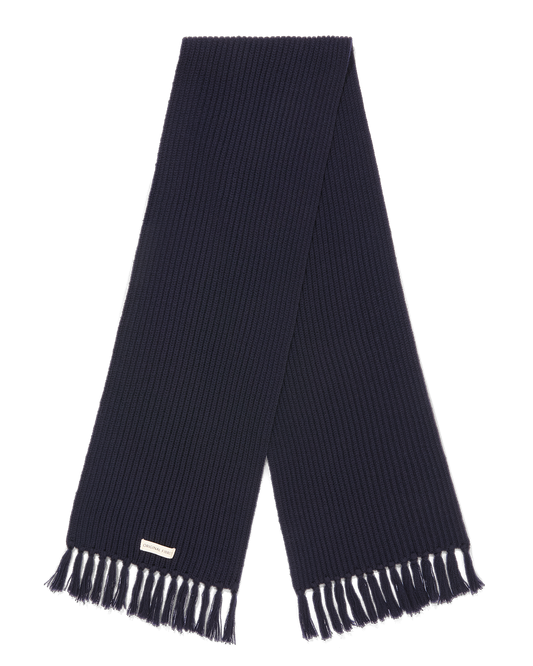 Ribbed Wool Scarf Navy