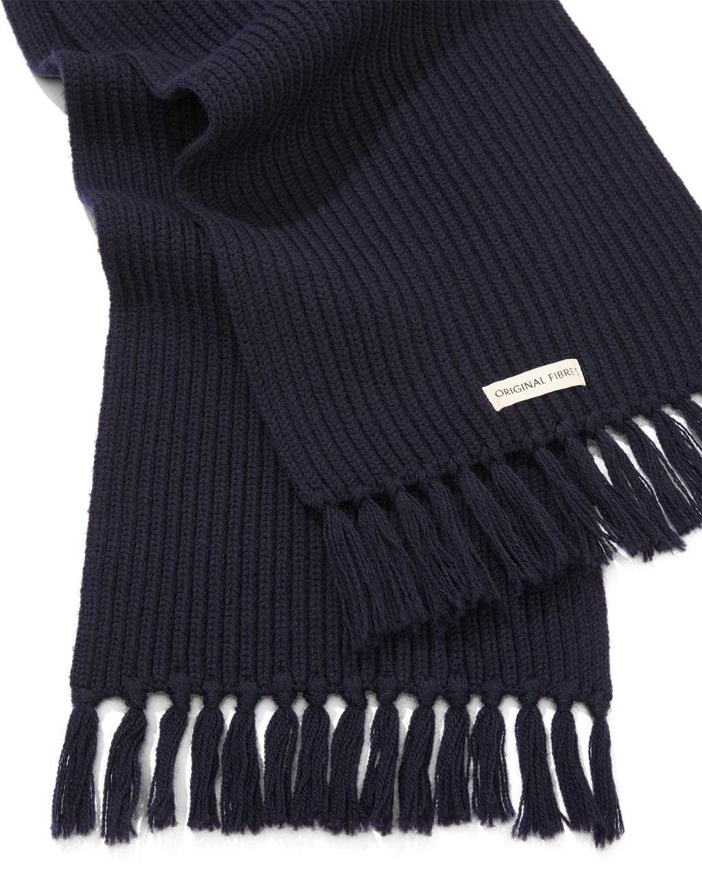 Ribbed Wool Scarf Navy