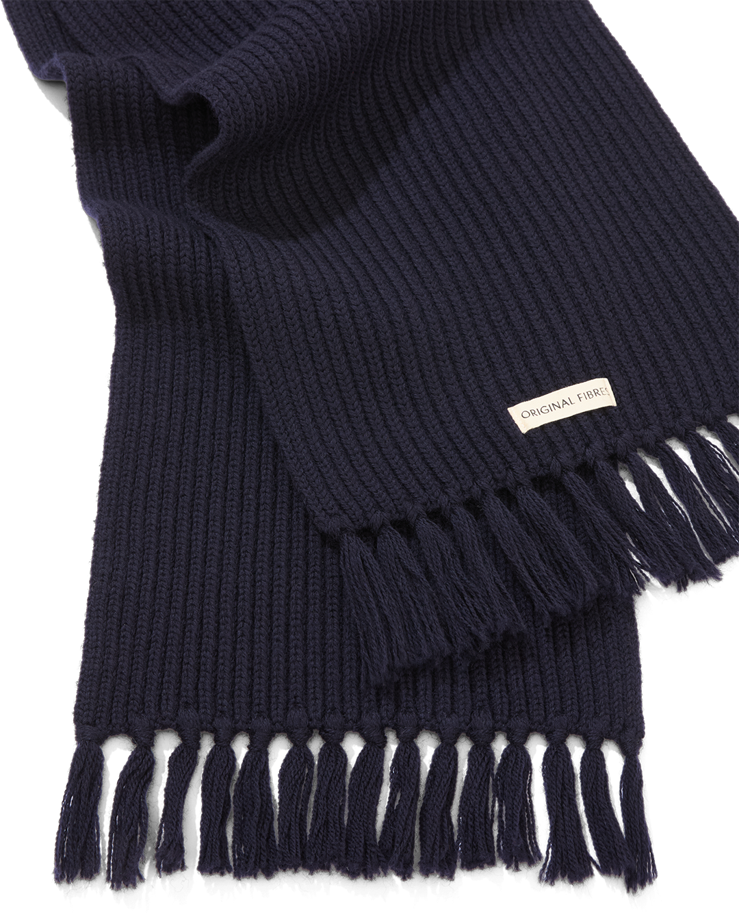 Ribbed Wool Scarf Navy