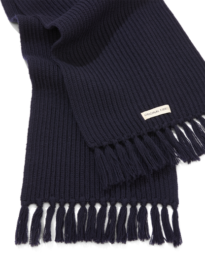 Ribbed Wool Scarf Navy