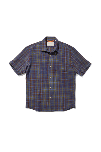 Lightweight Linen Short Sleeve Utility Shirt Kerry Check