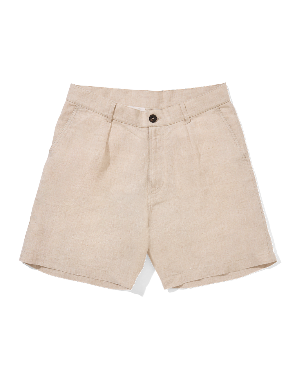 Linen Single Pleated Shorts Oatmeal