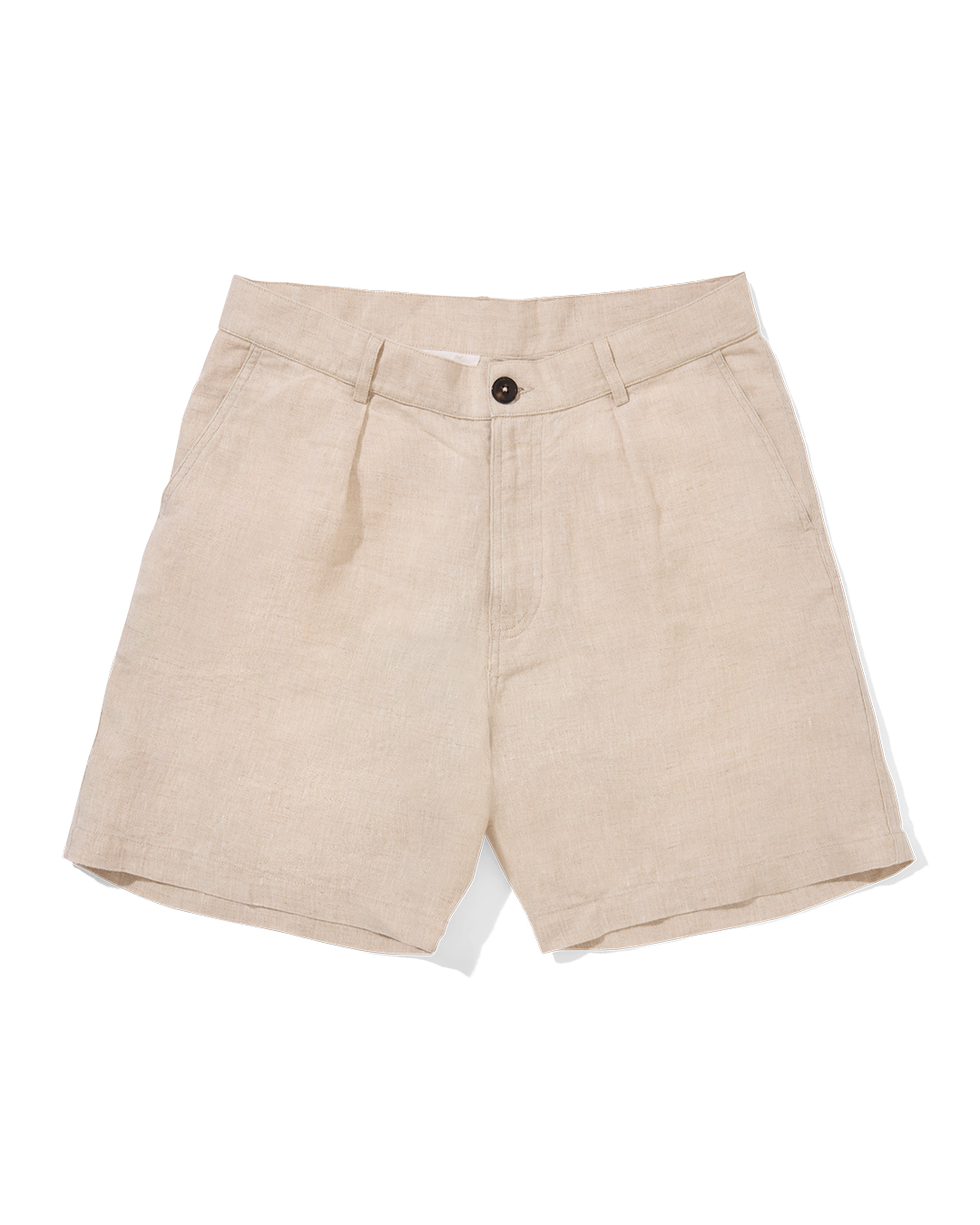 Linen Single Pleated Shorts Oatmeal