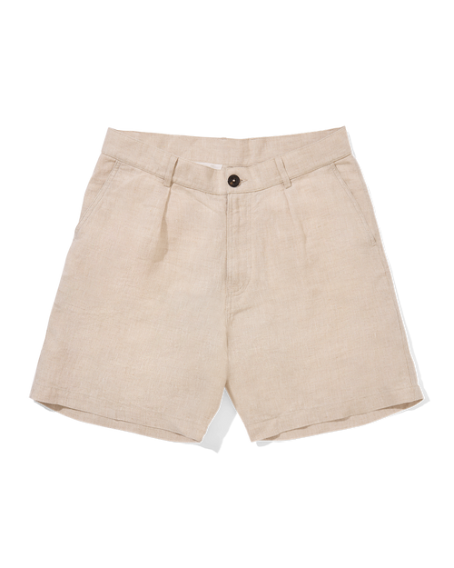 Linen Single Pleated Shorts Oatmeal