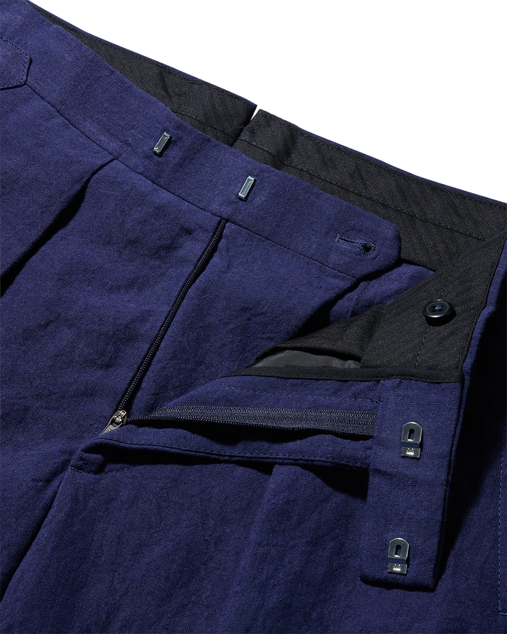 Laundered Linen Suit Trouser Navy Blue
