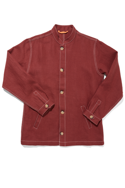 Midweight Linen Travel Jacket Crimson
