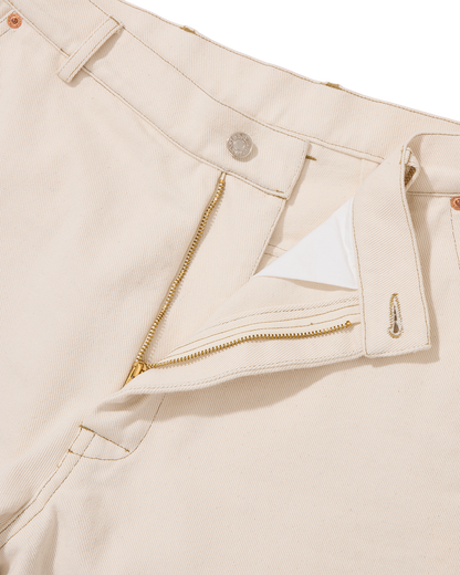 Organic Denim Wide Leg Jeans Ecru