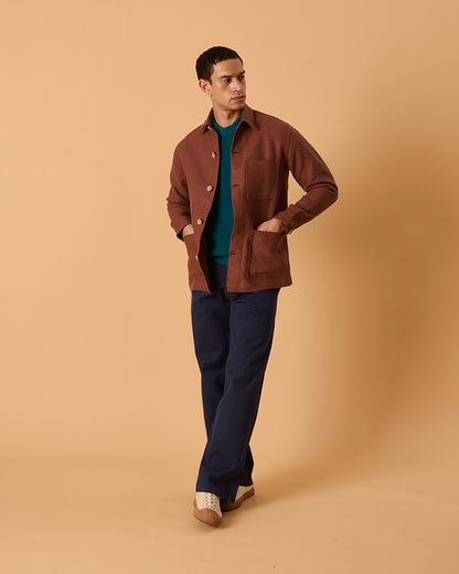 Midweight Linen Railway Jacket Cinnamon