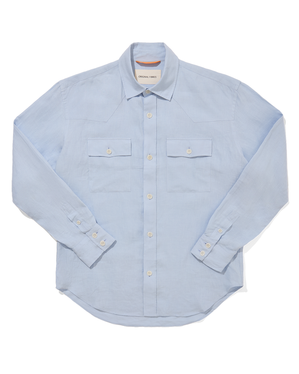 Linen Western Shirt Sky Blue