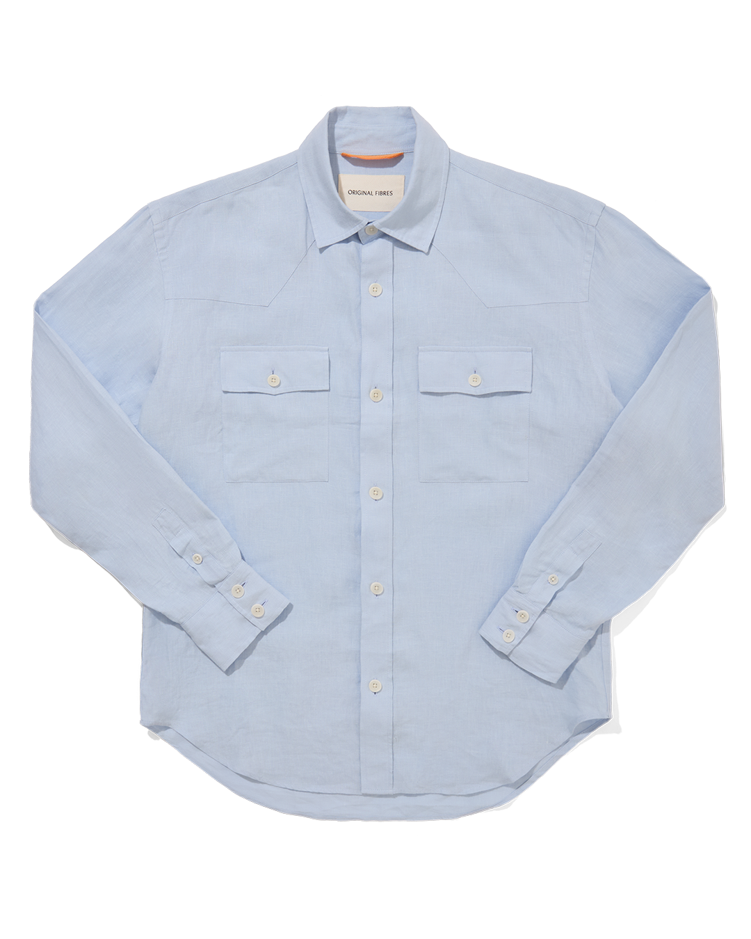 Linen Western Shirt Sky Blue
