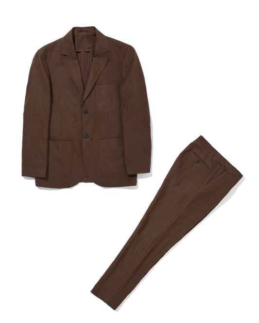 Laundered Linen Suit Tobacco Brown