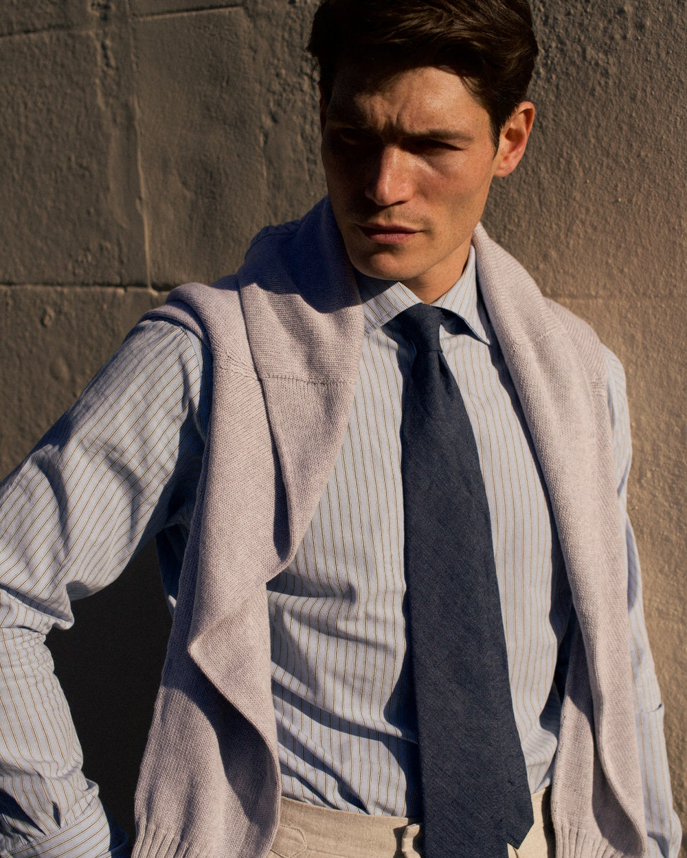 Organic Cotton Formal Shirt Blue Bar Stripe