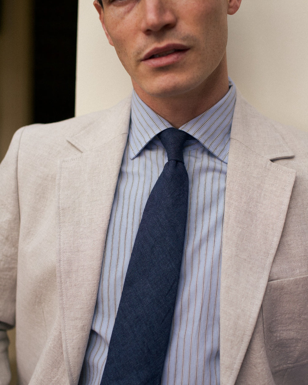Organic Cotton Formal Shirt Blue Bar Stripe