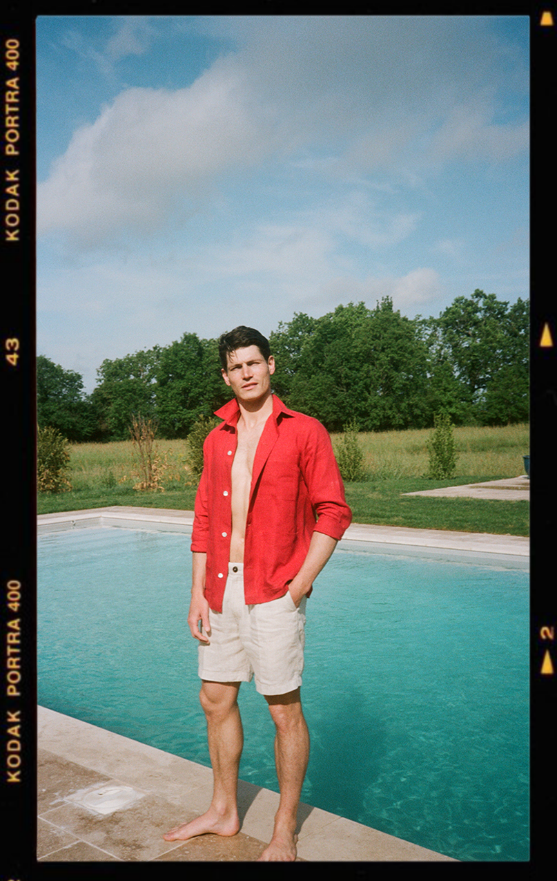 Linen Beach Jacket Cardinal Red