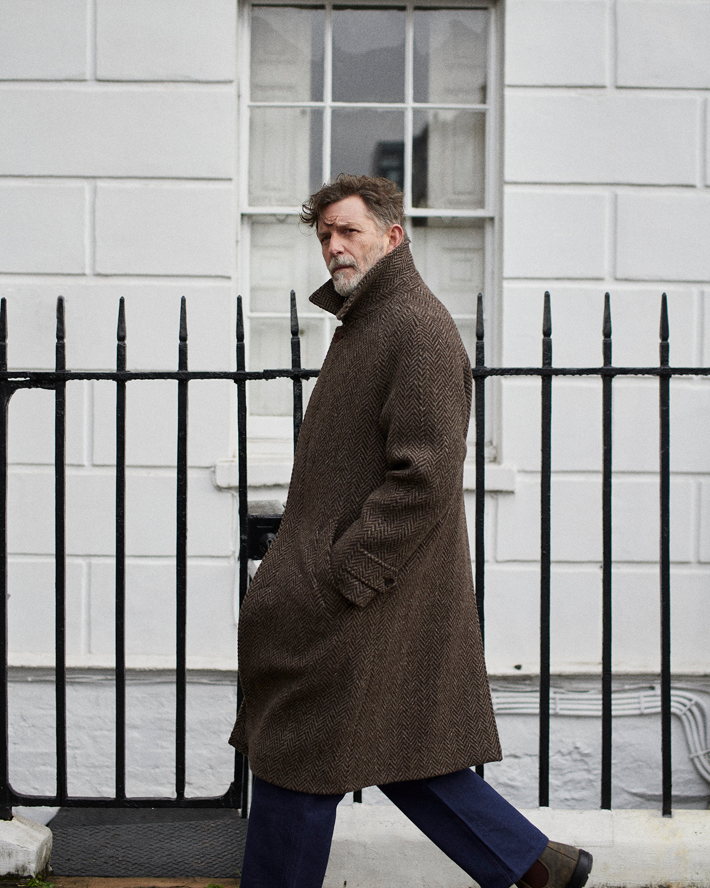 Herringbone Full Length Raglan Overcoat