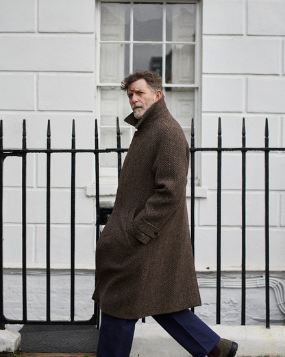 Herringbone Full Length Raglan Overcoat