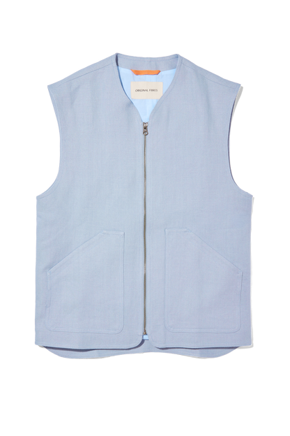 Midweight Linen Gilet Norse Blue