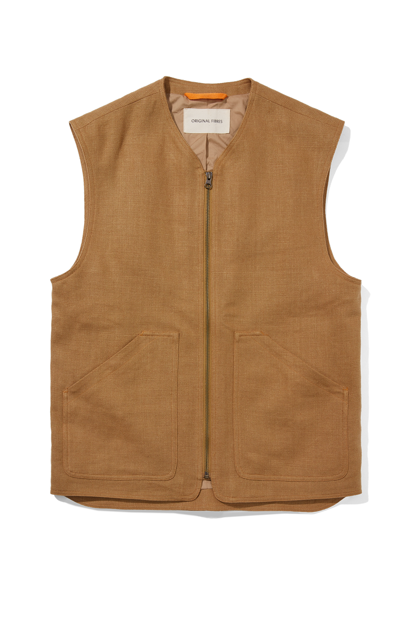 Midweight Linen Gilet Desert Brown