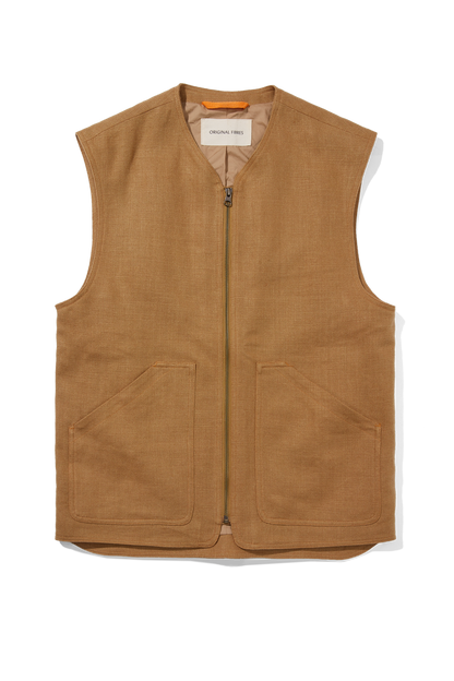 Midweight Linen Gilet Desert Brown