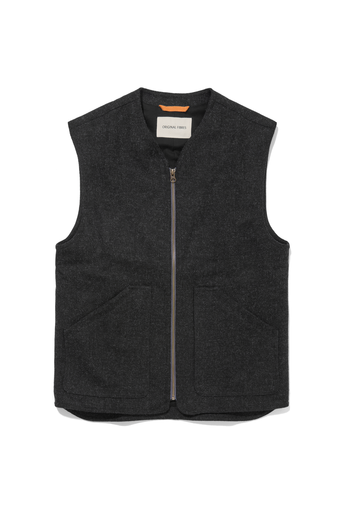 Heavy Wool Gilet Charcoal Herringbone