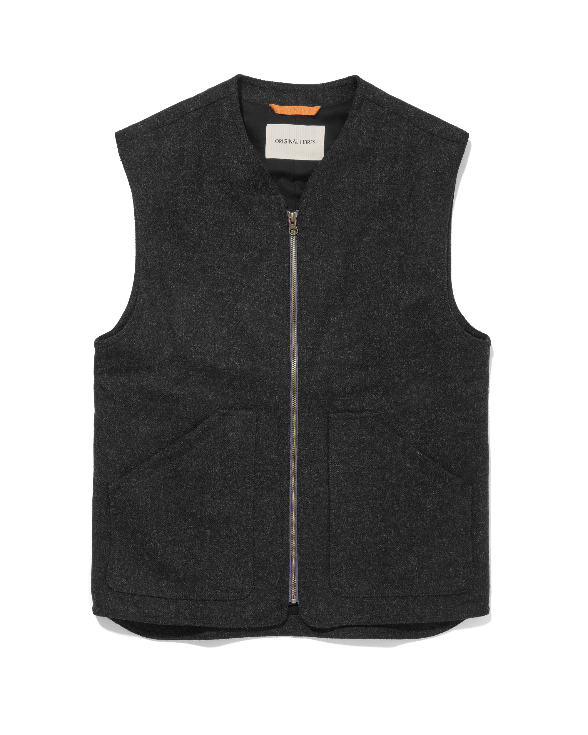 Wool Gilet Charcoal Herringbone