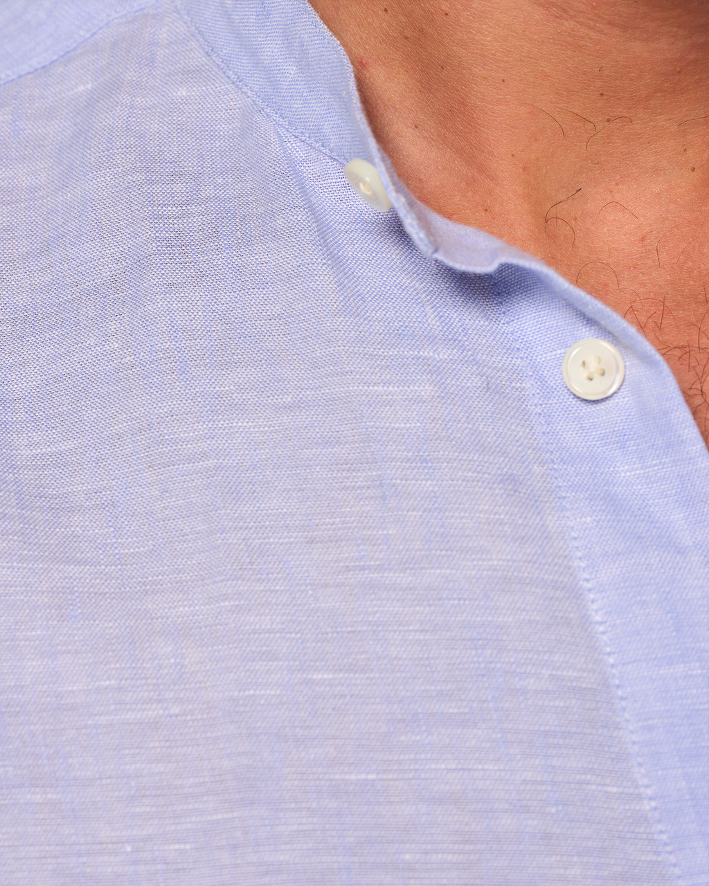 Linen Grandpa Shirt Light Blue Yarn-Dye