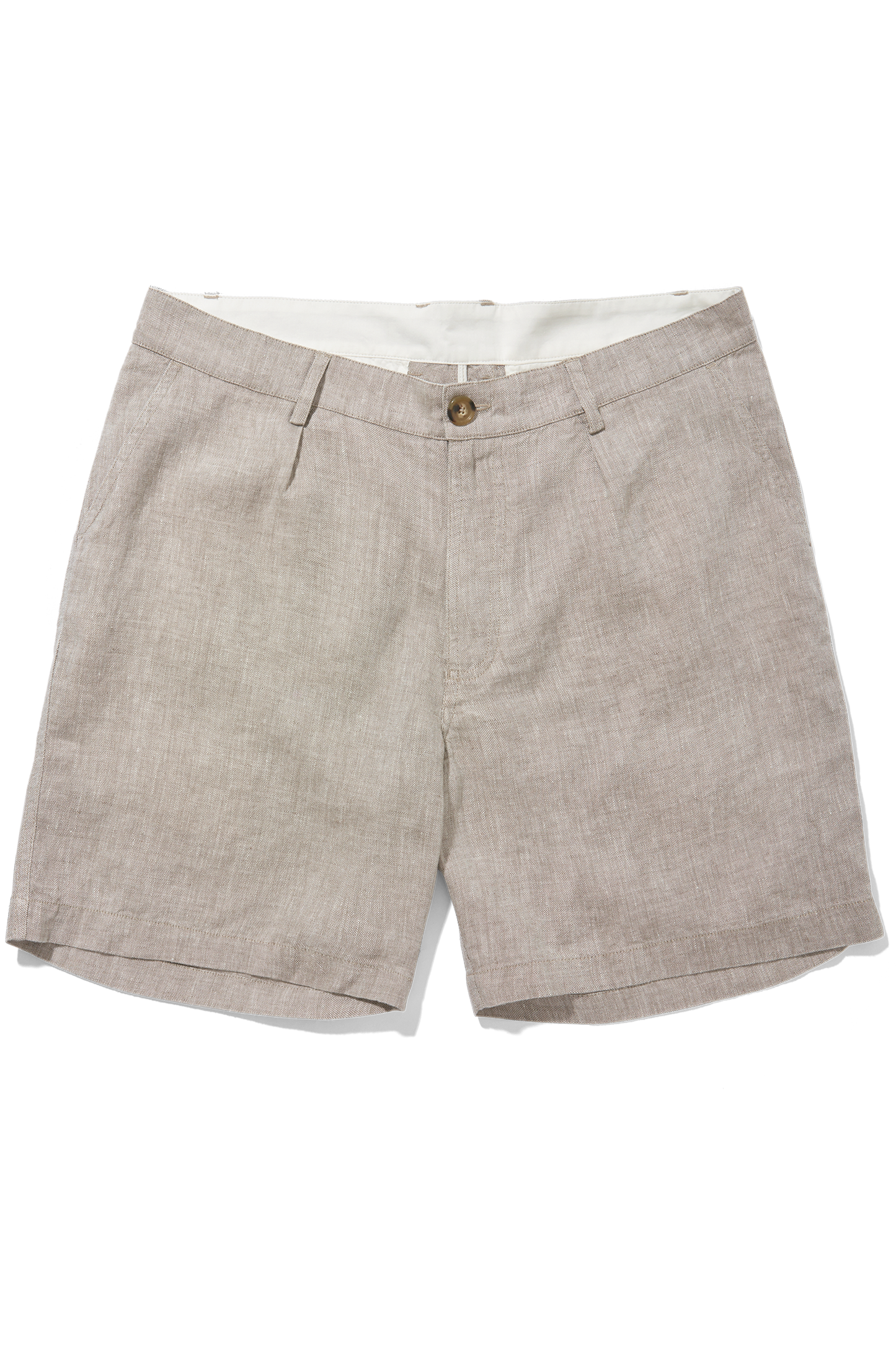 Single Pleated Shorts Oatmeal Yarn-Dye