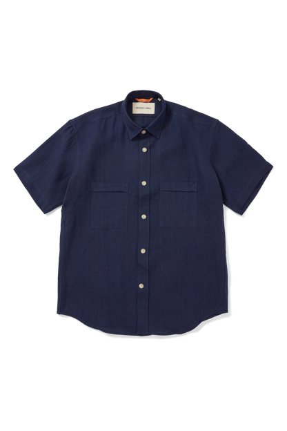 Short Sleeve Utility Shirt Navy Yarn-Dye