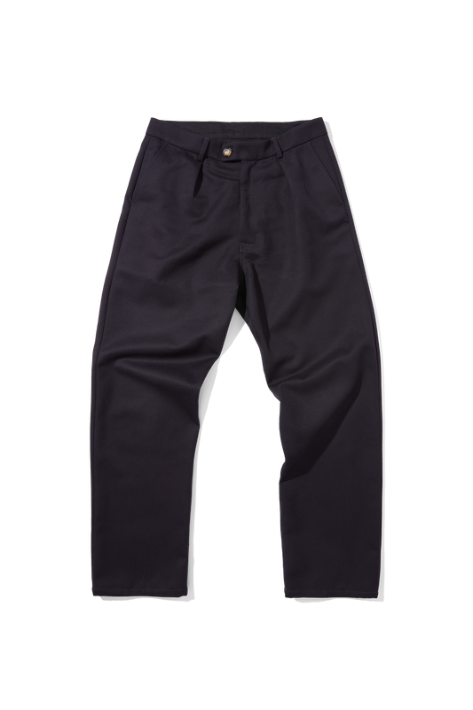 Wool Straight Leg Trouser Navy