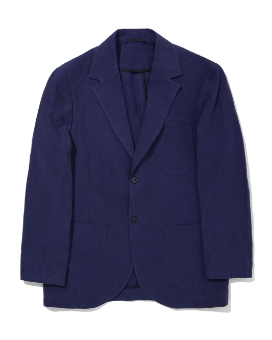 Laundered Linen Suit Jacket Navy Blue