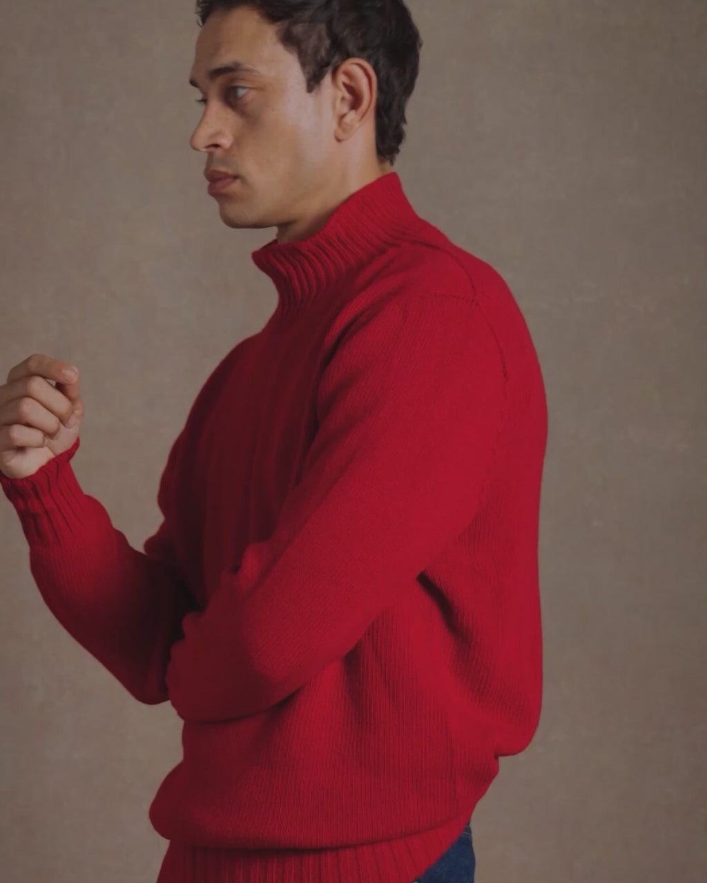 Mock Neck Cardinal Red